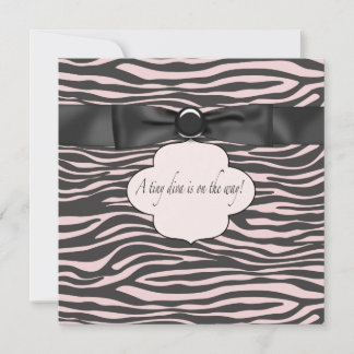 Pink Black Zebra Baby Girl Shower Invitation