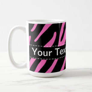 Pink & Black Zebra Stripes; Animal Print Coffee Mug