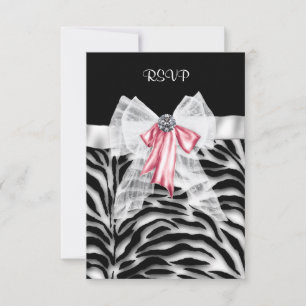 Pink Black Zebra Sweet 16 Birthday Party RSVP