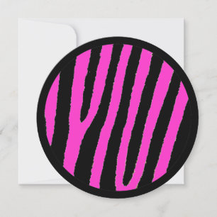 Pink black zebra sweet 16 circle party invitations