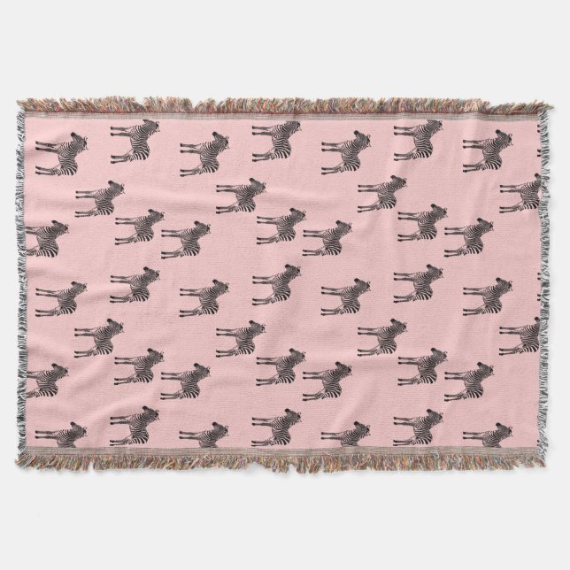 Pink Black Zebras Throw Blanket (Front)