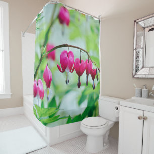 Pink Bleeding heart Flower Elegant Pretty Shower Curtain