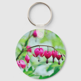 Pink Bleeding heart Flower Key Ring