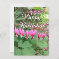 Pink Bleeding Heart Photo Birthday Flat Card