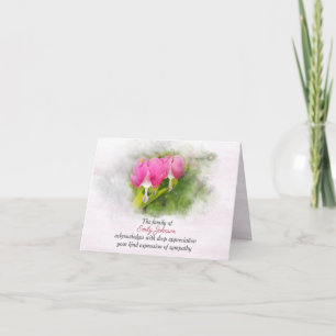 Pink Bleeding Hearts Sympathy Thank You Card