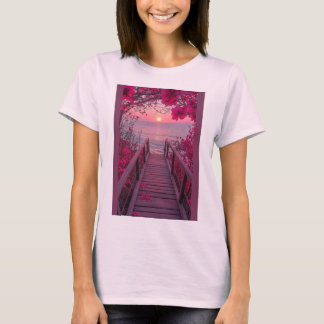 Pink blended t-shirt with pink pink design