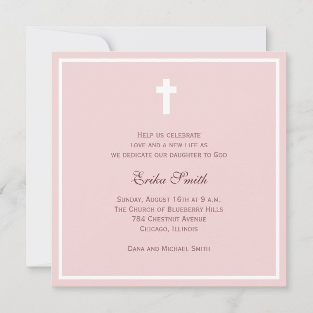 Pink Blessing Invitation (Front)