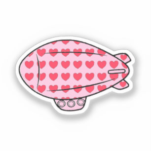 Pink Blimp Balloon Red Heart Pattern Custom