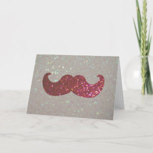 Pink Bling Moustache (Faux Glitter Graphic) Card