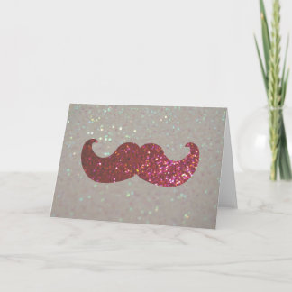 Pink Bling Moustache (Faux Glitter Graphic) Card