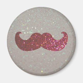 Pink Bling Moustache (Faux Glitter Graphic) Magnet
