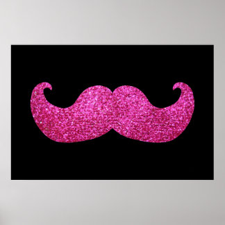 Pink Bling Moustache (Faux Glitter Graphic) Poster