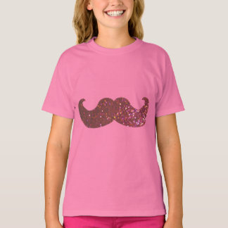 Pink Bling Moustache (Faux Glitter Graphic) T-Shirt