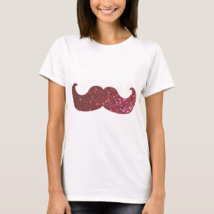 Pink Bling Moustache (Faux Glitter Graphic) T-Shirt