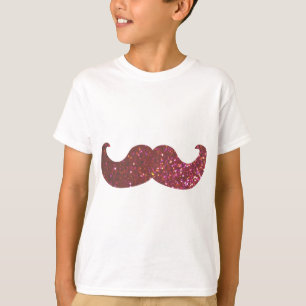 Pink Bling Moustache (Faux Glitter Graphic) T-Shirt