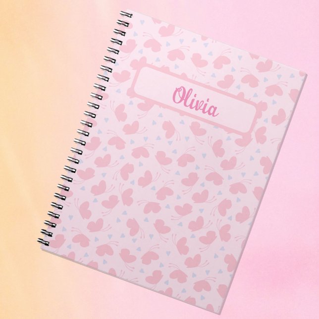 Pink Bliss Fluttering Butterfly Personalised Notebook (Creator Uploaded)