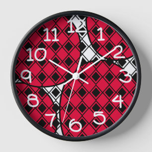 Pink Blob Harlequin  Clock