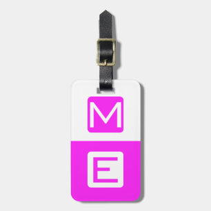 Pink Blockhead Monogrammed Luggage Tag