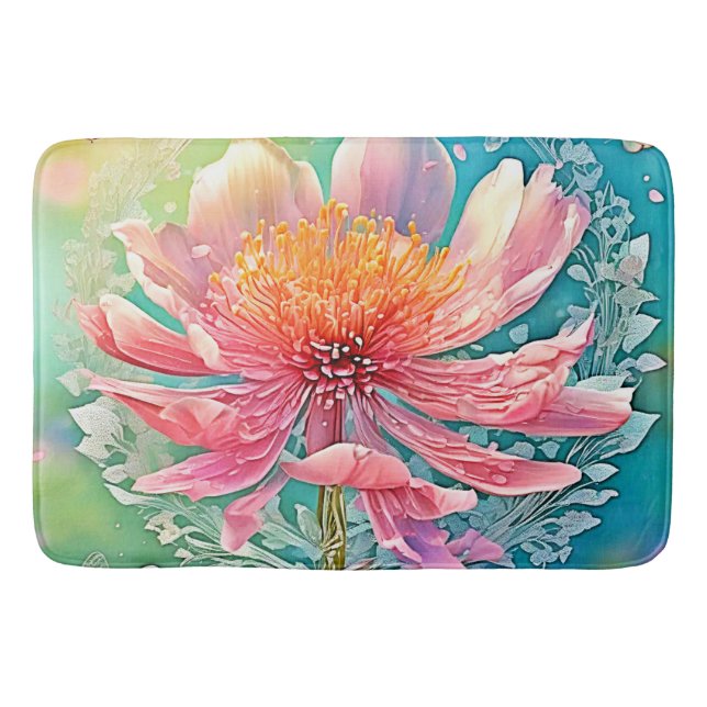 Pink Bloom Butterfly Dream Bath Mat (Front)