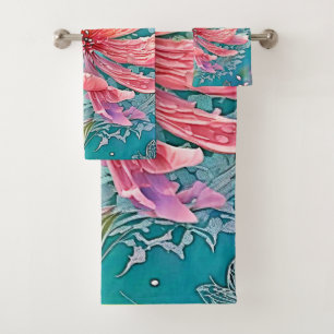 Pink Bloom Butterfly Dream Bath Towel Set