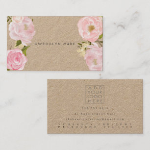 Pink Bloom Kraft Flowers Beautician Hair Stylist  Business Card