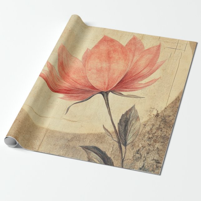 Pink Bloom & Moonlit Serenity Wrapping Paper (Unrolled)