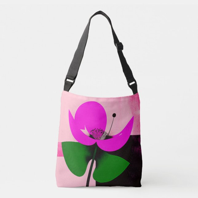 Pink Bloom with Green Leaves Tote Bag (Front)