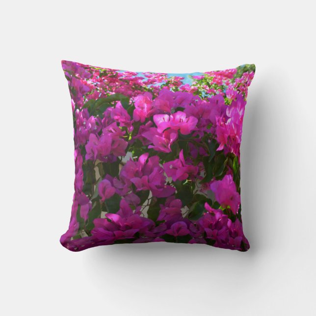 Pink Blooming Bougainvillaea Flowers, Cushion (Front)