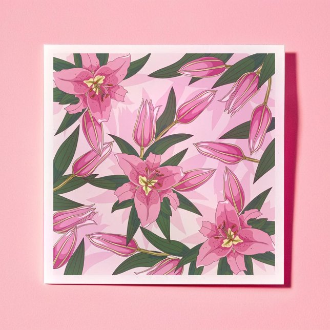 Pink Blooming Lily Napkin (Pink Blooming Lily Napkins)