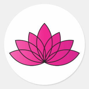 Pink Blooming Lotus Flower symbol Classic Round Sticker