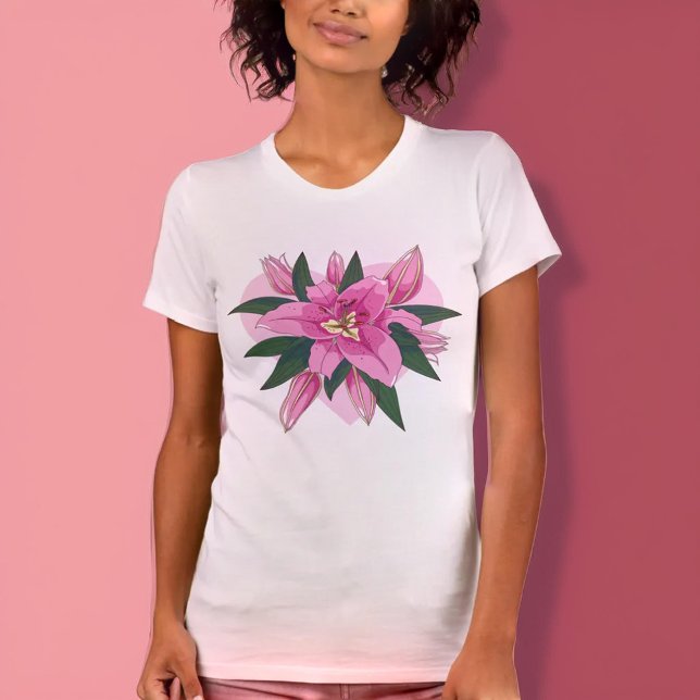 Pink Blooming Lush Lily with Soft Heart  T-Shirt (Pink Blooming Lush Lily with Soft Heart T-Shirt)