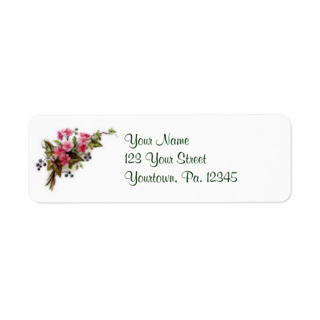 Pink Blooms Address Label (Front)