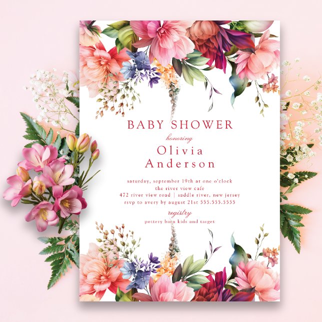 Pink Blooms Baby Shower Invitation (Creator Uploaded)