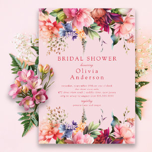 Pink Blooms Bridal Shower Invitation