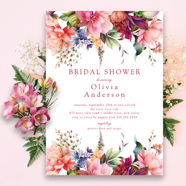 Pink Blooms Bridal Shower Invitation (Creator Uploaded)