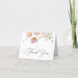 Pink Blooms Shower Thank You Note Card