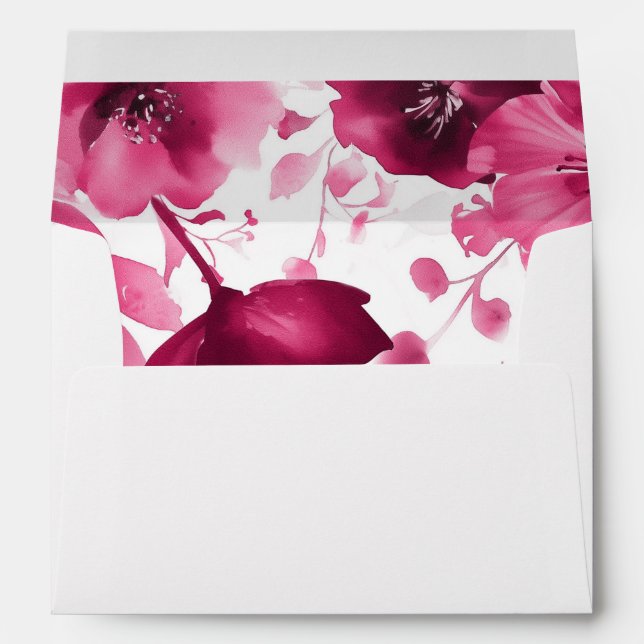 Pink Blooms Watercolor Bridal Shower CUSTOM  Envelope (Back (Bottom))
