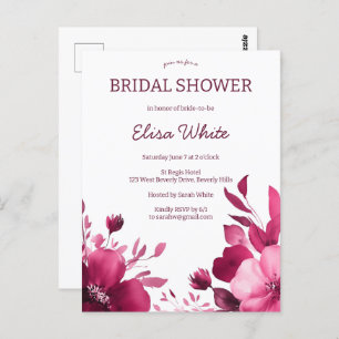 Pink Blooms Watercolor Bridal Shower CUSTOM Postcard