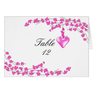 Pink Blossom and Heart Table Seating Number