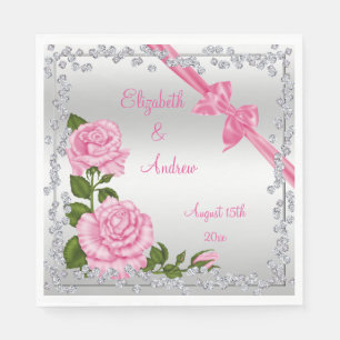 Pink Blossom, Bows & Diamonds Wedding Napkin
