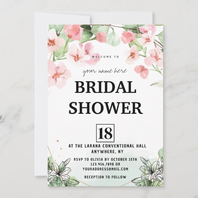Pink Blossom Bridal Shower Invitation (Front)