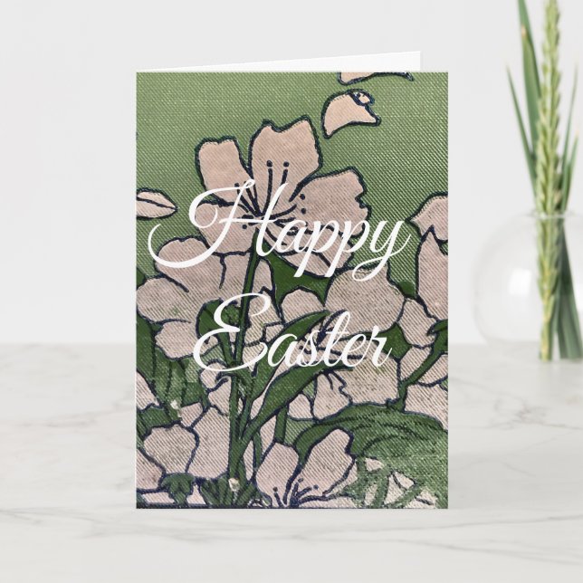 Pink Blossom Cascade Holiday Card (Front)