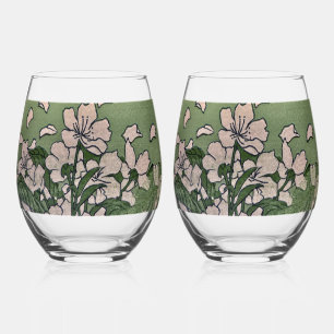 Pink Blossom Cascade Stemless Wine Glass