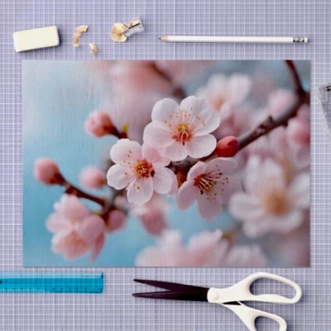 Pink Blossom Cascade  Tissue Paper (Sheets Size: 19" x 29”. Sold in sets of 3. D: 19.5" x 28.5" sheets. Grid  for precise wrapping. 
)