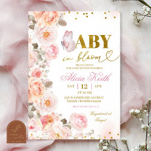 Pink Blossom Floral Baby in Bloom Invitation