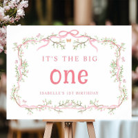 Pink Blossom Floral Frame 1st Birthday
