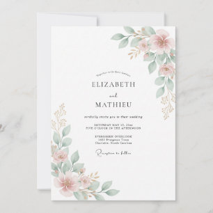 Pink Blossom Floral Wedding Invitation