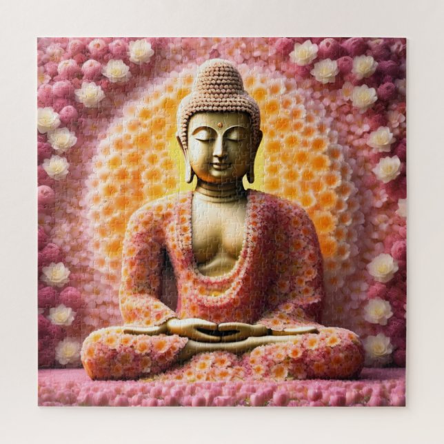 Pink Blossom Flower Buddha Meditating Jigsaw Puzzle (Vertical)