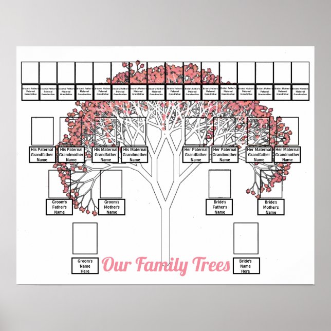 Pink Blossom Fractal Art Tree Two Family Trees   Poster (Front)