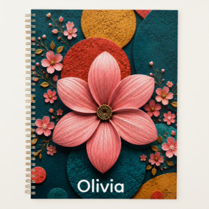 Pink Blossom Geometric Abstract Wall Art Planner